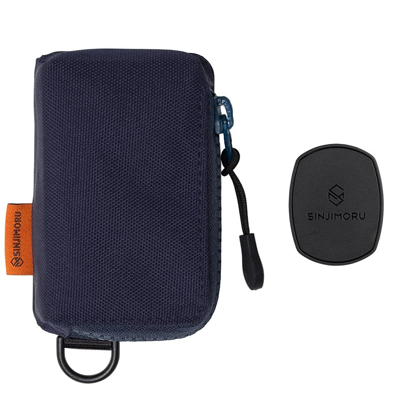 Sinjimoru Hiking Travel Zipper Pouch Stick on Cell Phone Wallet, Minimalist Keychain Wallet for iPhone Case Coin Purse or Travel Backpack Accessories. Sinji Mount Mini Zip Navy