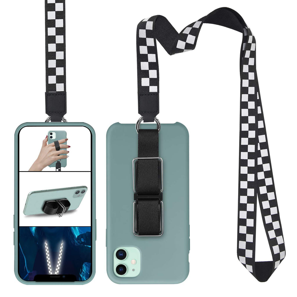 Phone Lanyard, SS Phone Grip Finger Holder with Cell Phone Stand Kickstand Strap for Back of Phone Around The Neck Universal Fit for All Smart Phones Black Grip