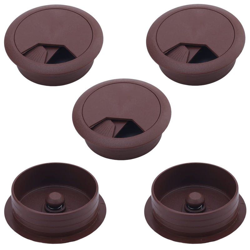 Yinpecly 1.97" Plastic Cable Hole Cover Cord Desk Grommet for Home Office Desk Cable Cord Organizer Plastic Cover Hardware Wire Organizer Brown Tone 20pcs