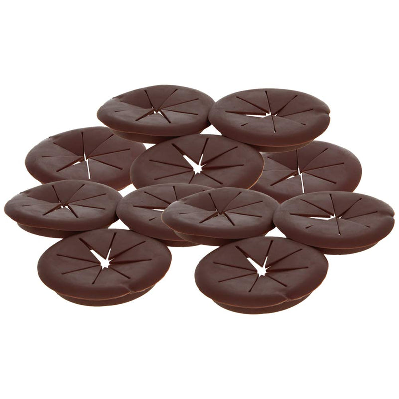Yinpecly 10pcs Flexible Soft Plastic Cable Cord Desk Grommet for Wire Organizer Fits 2"/50mm Hole Coffee Brown Table Hole Cover for Cable Management Wire Organizer Cable Pass Through
