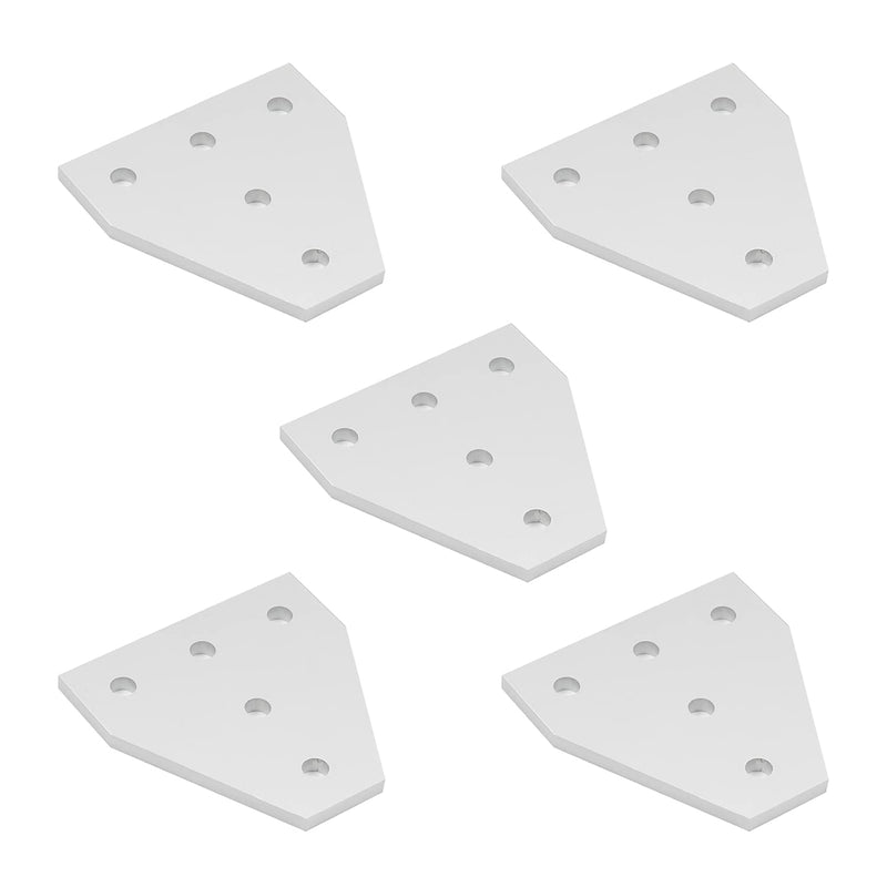 [AUSTRALIA] - Yinpecly Aluminum Alloy T Shape Outside Joining Plate 2.36" x 2.36" x 0.16"(LxWxT) with 5-Hole Joint Bracket Hardware for 3D Printer Parts 2020 Aluminum Profile Corner Bracket Plate Silver Tone 5pcs 2020T-5 5pcs 