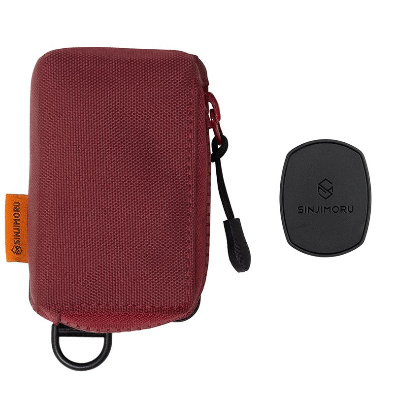 Sinjimoru Hiking Travel Zipper Pouch Stick on Cell Phone Wallet, Minimalist Keychain Wallet for iPhone Case Coin Purse or Travel Backpack Accessories. Sinji Mount Mini Zip Wine Red