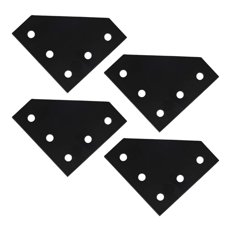 Yinpecly 4 Pcs Aluminum Alloy Outside Joining Plate 2.36" x 2.36" x 0.16" (L x W x T) with 5Hole Joint Bracket Black