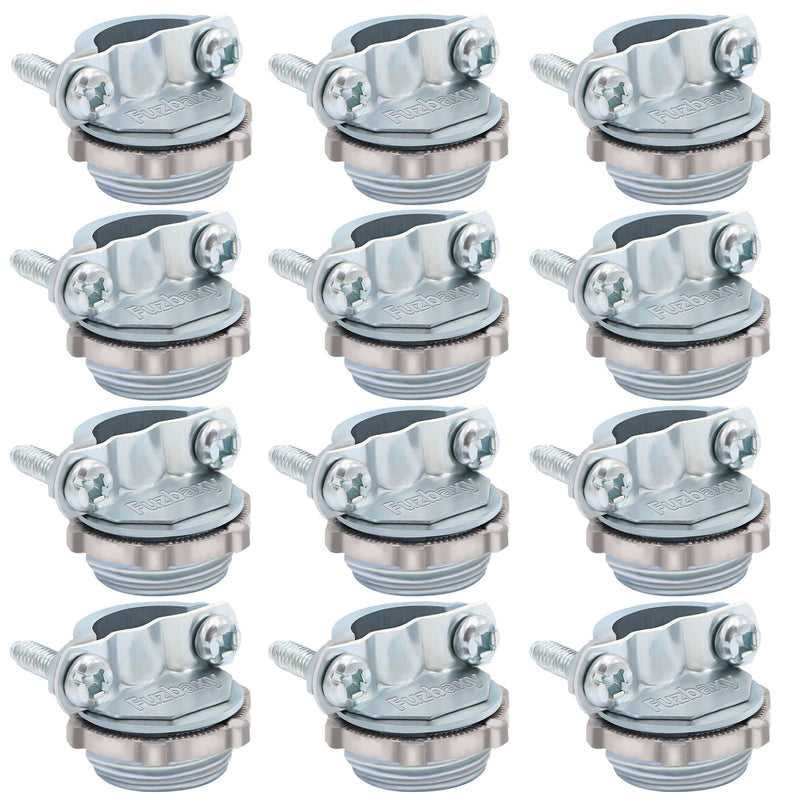 Fuzbaxy 12pcs 1/2Inch Clamp Type Cable Connectors for Metallic Conduit Protect Cables Silver-Zinc 1/2 Inch-12pcs