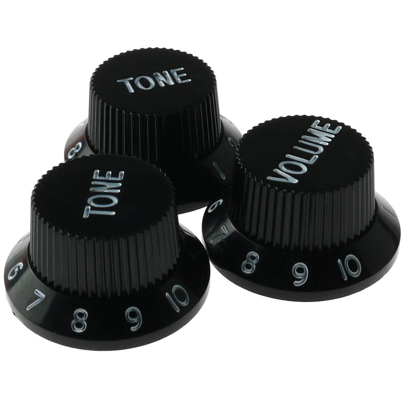 Ruiwaer Black Guitars Strat Knob Stratocaster Style 1-Volume 2-Tone Control Knobs For Guitar Accessories