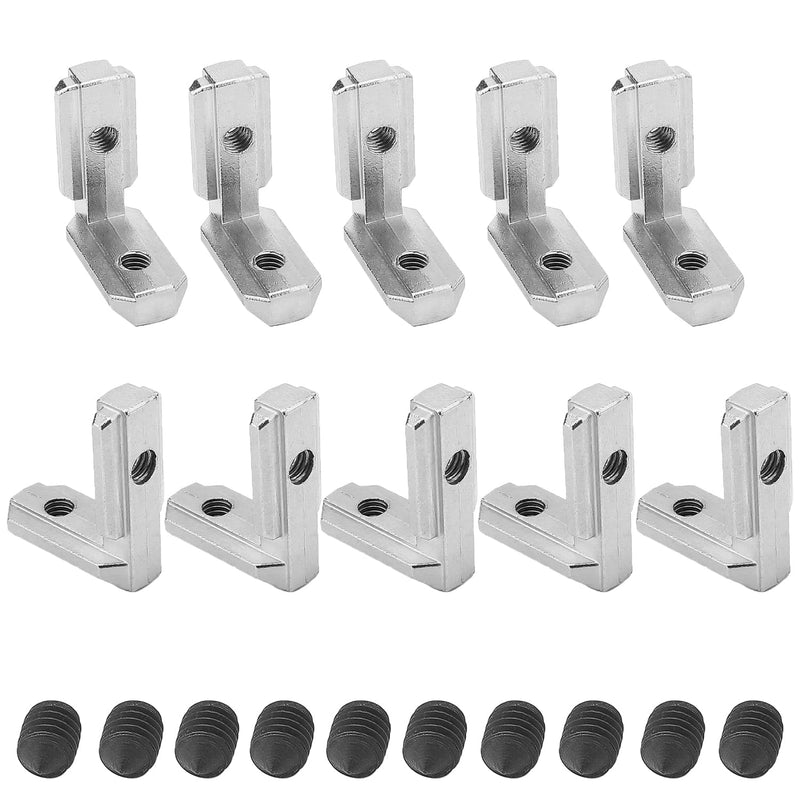 [AUSTRALIA] - Yinpecly T Slot L-Shape Corner Bracket 3030 Series 90 Degree Zinc Alloy Interior Joint Bracket Suitable for 8mm Slot Aluminum Extrusion Profile with Screws Silver Tone 10pcs 