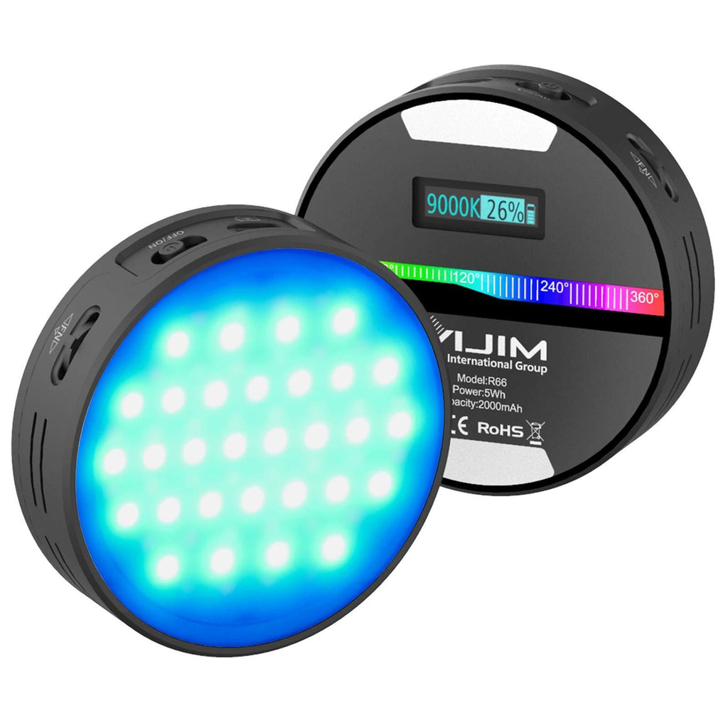 RGB Led Camera Video Light - R66 Portable Colored Light Photography Lighting Hot Shoe Vlog Light CRI 95+ 2500-9000K Dimmable Panel DSLR Photo Podcast Circle Light for iPhone Video Recording Streaming