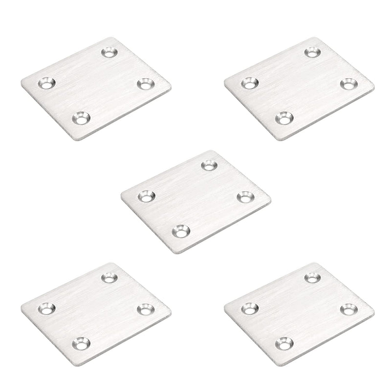 Yinpecly Large Flat Straight Mending Plates 2.36" x 1.97" Stainless Steel Straight Brace Brackets Fastener for Connector Furniture Repair Fixing Joint Silver Tone 10pcs 10 Pieces