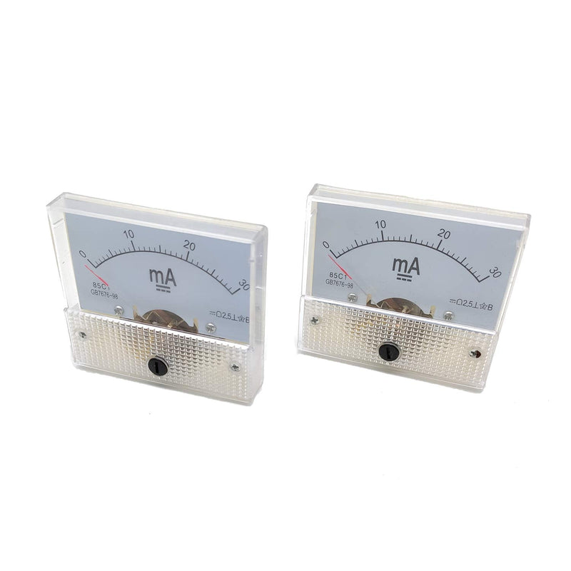 Addlike Analog Meters,Ammeter Module,Fine Tuning DC 0-30ma Current Analog Panel Meter,Ammeter Tester,2.5x2.2x2.2"(LxWxH),Pack of 2
