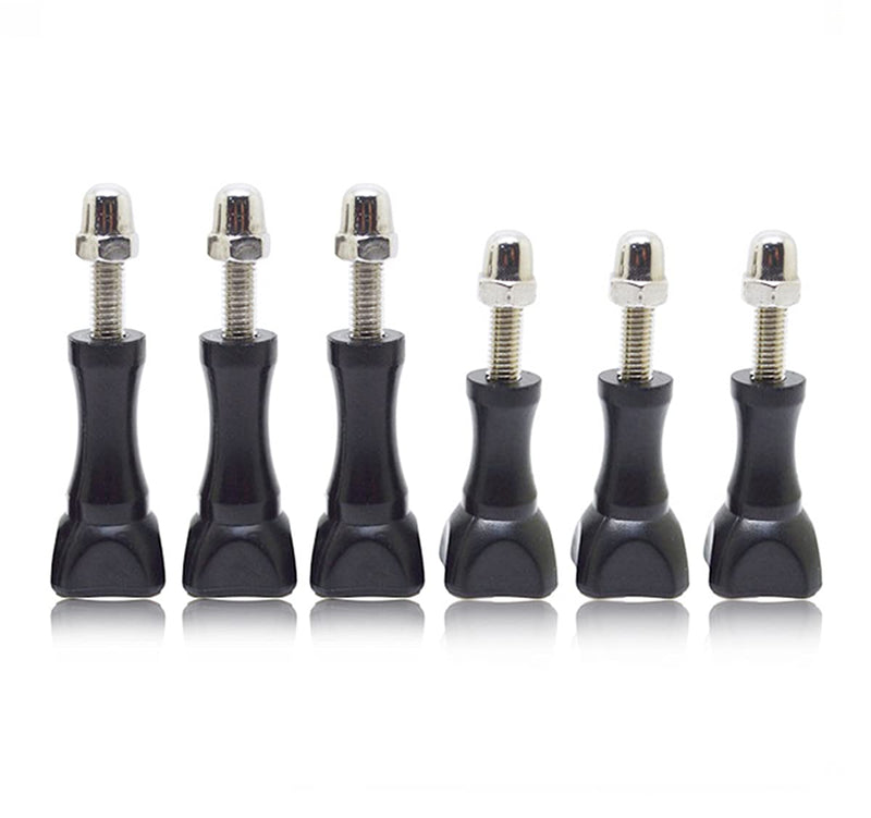 YonGoo Thumbscrews 3pcs Long Thumbscrews and 3pc Short Thumbscrews Compatible with GoPro Hero 9 8 7 6 5 4 Session 3+ 3 2, Fusion, Xiaomi Yi DJI AKASO Campark Action Cameras, 3+3, Black 3 Long & 3 Short