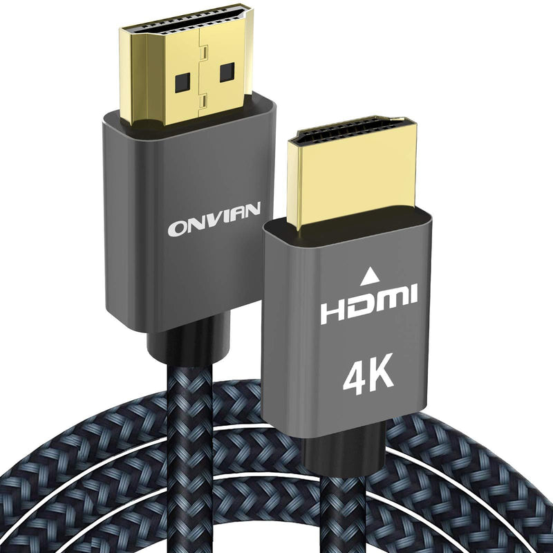 4K HDMI Cable 10 ft, Onvian High Speed 18Gbps HDMI 2.0 Cable, 4K HDR 3D 4K@60Hz 2160P 1080P HDCP 2.2 ARC Ethernet-Braided HDMI to HDMI Cord-Compatible with Fire TV, UHD TV, Monitor Grey 10 feet