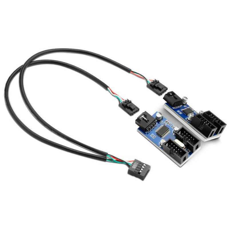 9 Pin Motherboard USB 2.0 Header 1 to 4 Extension Hub Splitter Adapter - Converter MB USB 2.0 Female to 4 Female - 30CM USB 9-pin Internal Cable 9 pin Connector Adapter Port Multiplier 1to 2 Also Work