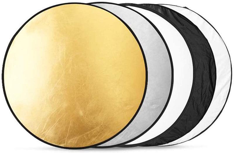 31"/80cm Reflector Photography 5-in-1, BDDFOTO Light Reflector Multi-Disc with Bag Round Translucent, Silver, Gold, White and Black for Studio Photography Lighting and Outdoor Lighting (80CM) 80CM