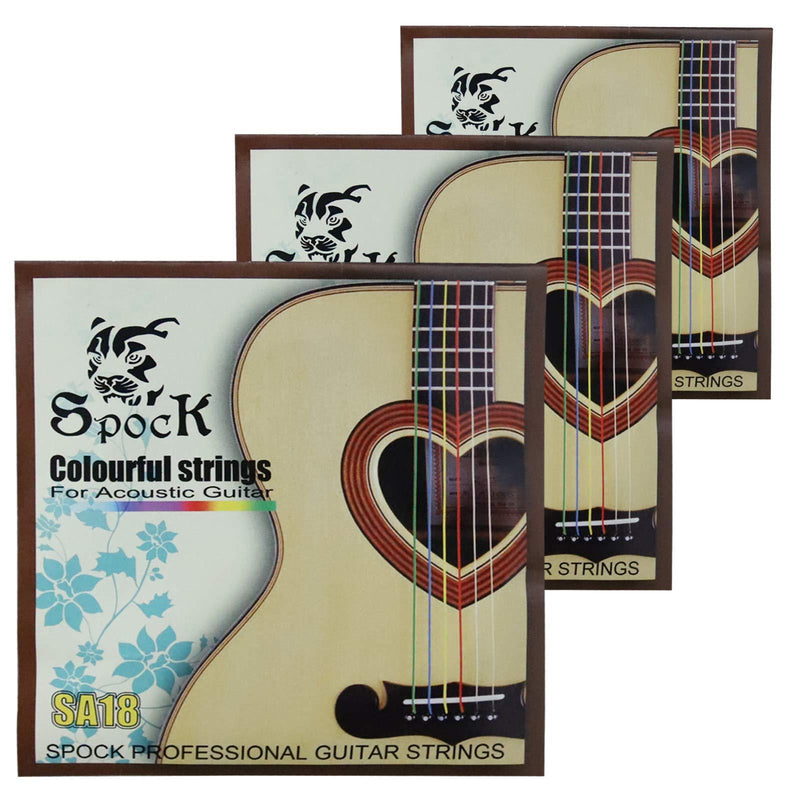3 sets colorful acoustic guitar strings (.011-.052) EB-stainless steel. GDAE -color coating copper alloy winding, medium tension, suitable for practice and stage performances
