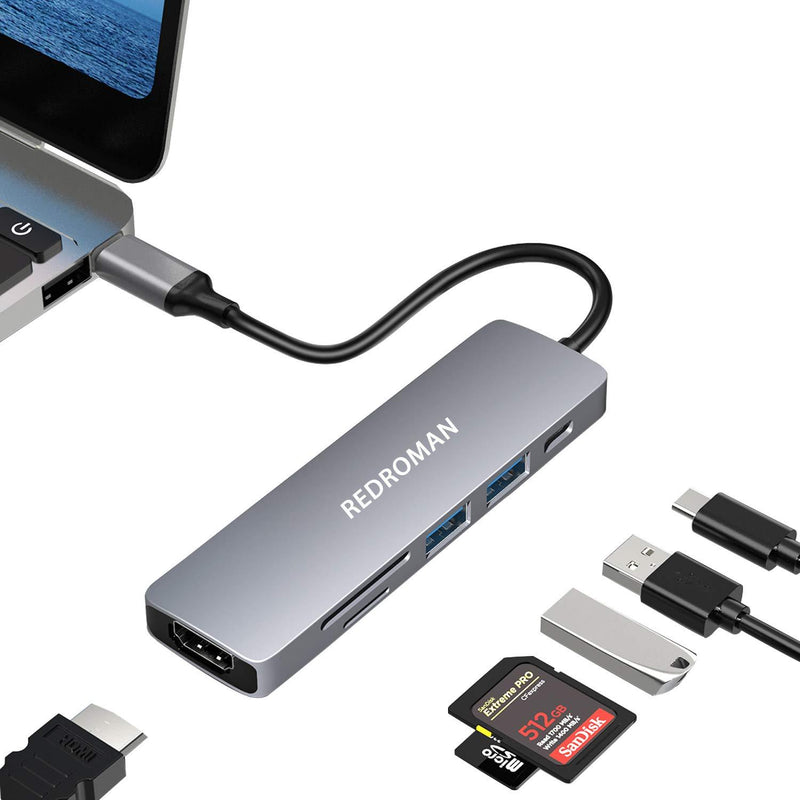 7-in-1 USB C Hub Docking Station, Aluminum Type-C Adapter with USB-C PD, 4K HDMI, USB-C Data, SD/TF Card Reader, USB 3.0, 100W Power Delivery, Compatible with MacBook Air, MacBook Pro, Nintendo, XPS