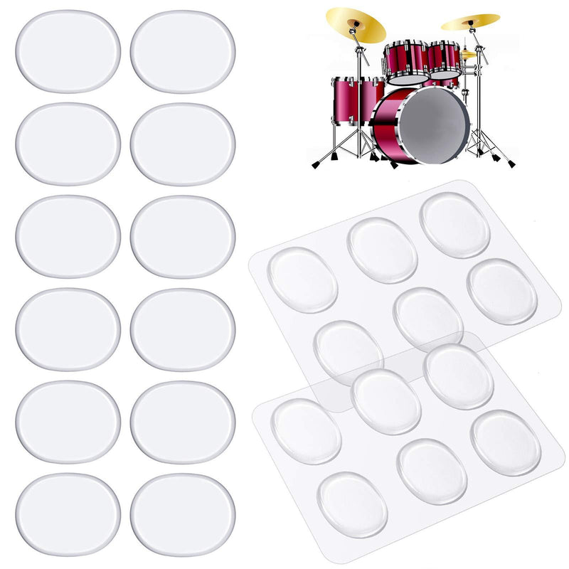 CCOZN 12 Pieces Drum Dampeners Drum Gel Pads Silicone Drum Silencers Soft Drum Dampening Gel Pads Transparent Drum Mute Pads for Drums Tone Control