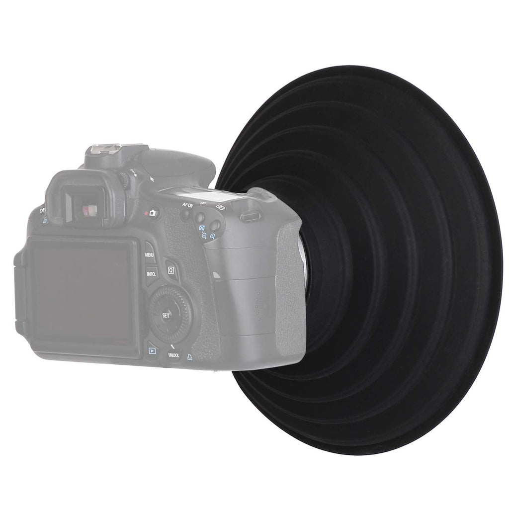 STSEETOP Camera Lens Hood, Collapsible Reversible Filter Thread Rubber Digital Lens Hood DSLR Lens Cap Shade For 50-70MM Lens