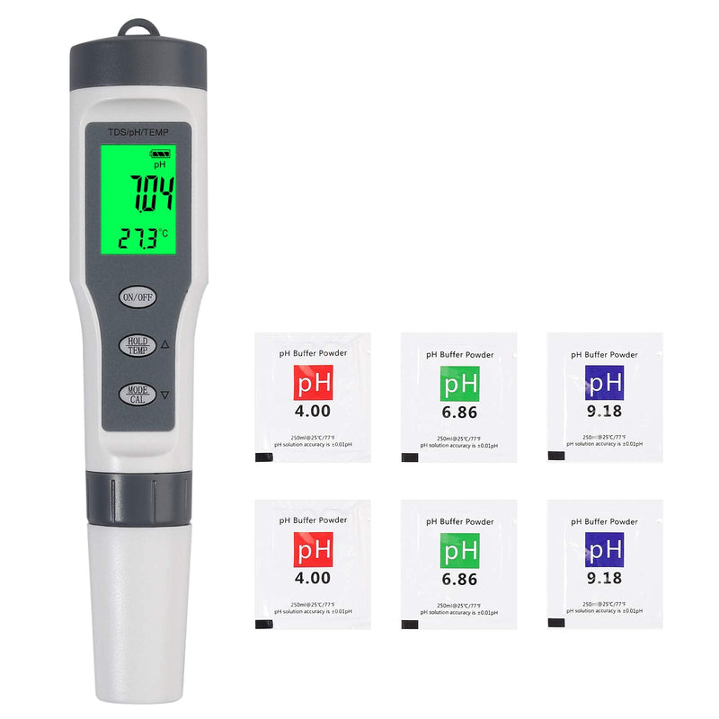 CAMWAY Digital PH Meter Water Ph Tester ATC 3 in 1 PH TDS Temp Water Quality Tester for Drinking Water, Pool, Lab, Food Processing, Aquarium, Pond, Beer Brewing