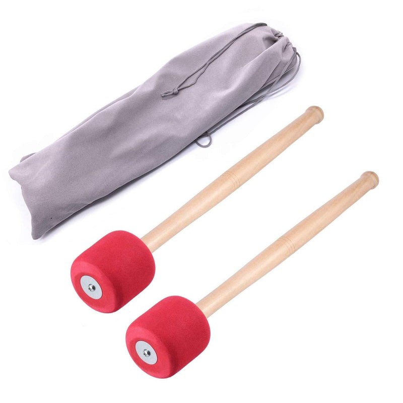 Jiayouy 13" Bass Drum Mallet Stick Foam Head & Wood Handles Drum Stick with a Carry Bag Percussion Instrument Band Accessory 2Pcs