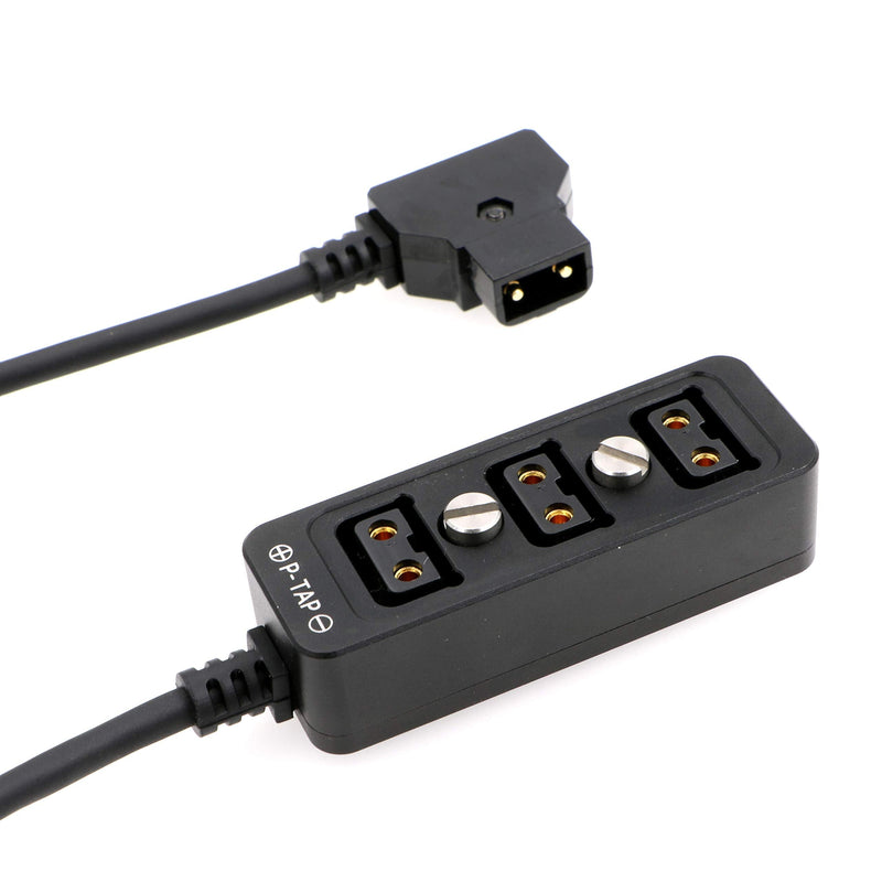 AConnect Splitter Cable with Screw Threads for ARRI RED Z CAM Cameras D-tap Male to 3 Port P-tap Hub Metal Splitter Power Cable with Screw Holes 21in/ 54cm Black