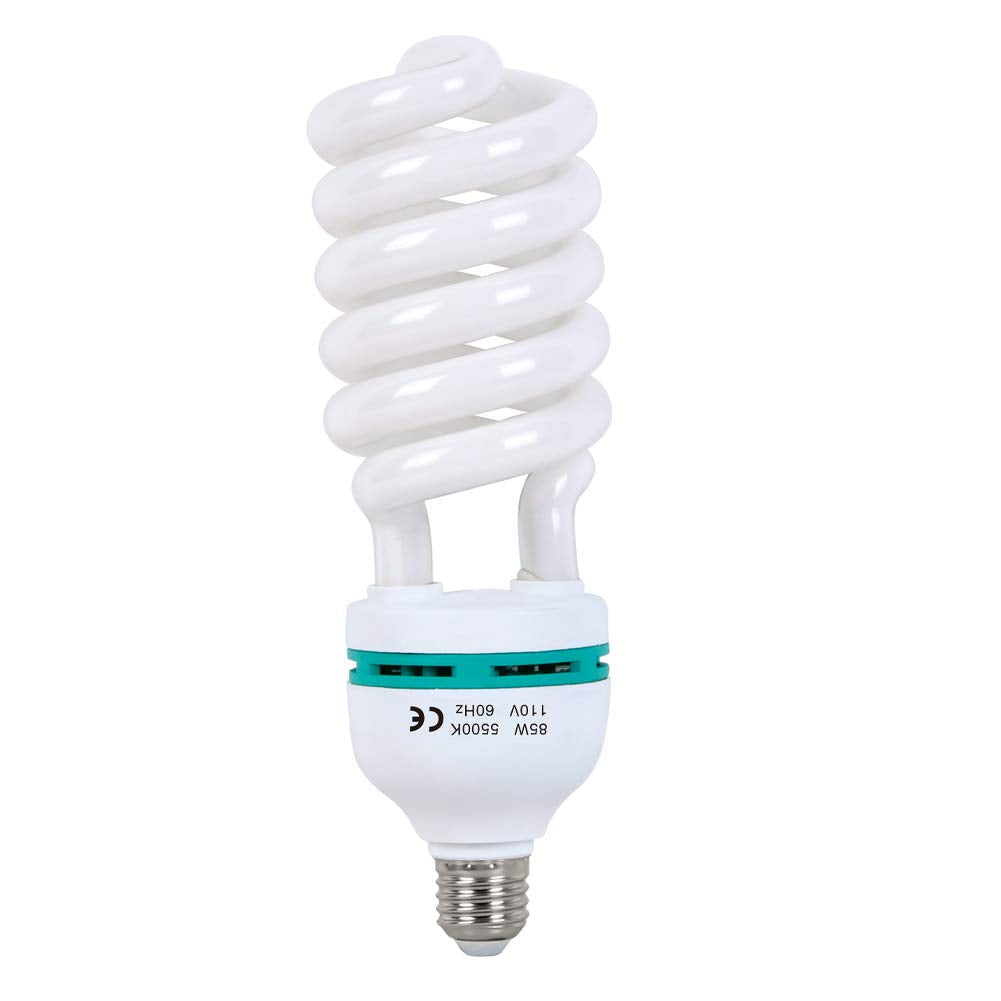 Aqirui 85W Light Bulb 5500K CFL Daylight Spiral Softbox Bulb in E27 Socket for Photography Photo Video Studio Lighting 1 Pack