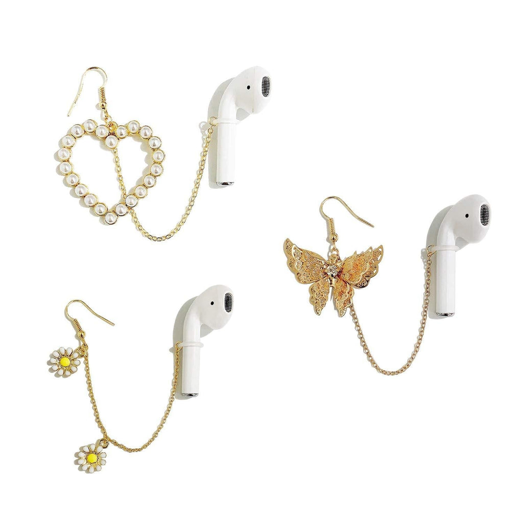 AirPods Anti-Lost Earrings, Anti-Lost Earrings (Ear Holes Required), Anti-Lost Earrings with Wireless Headphone Stand, Compatible with Airpods Pro 1/2,(Includes 3 Styles of 6 Pcs)