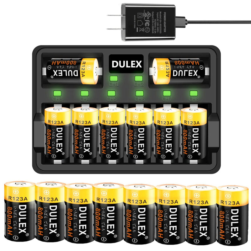 123A Arlo Batteries Rechargeable, 16-Pack 800mAH ICR17335 NiMH Batteries and CR123A Charger for Arlo VMS3130 VMC3030 VMK3200 VMS3330 3430 3530 Cameras, Alarm System, Flashlight