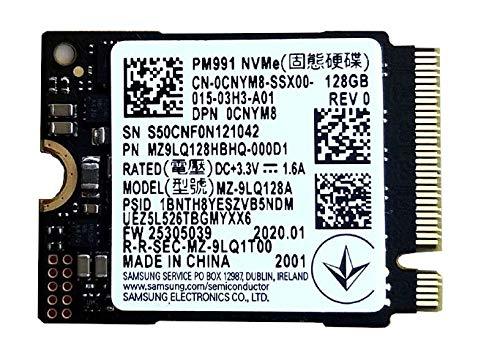 Samsung PM991 Internal SSD, 128GB PCIe Gen3 x4 NVMe Solid State Drive, M.2 2230 M Key, Speeds up to 2000 MB/s read and 1000 MB/s write, Model MZ-9LQ128A, DPN 0CNYM8, PN MZ9LQ128HBHQ-000D1, OEM Package