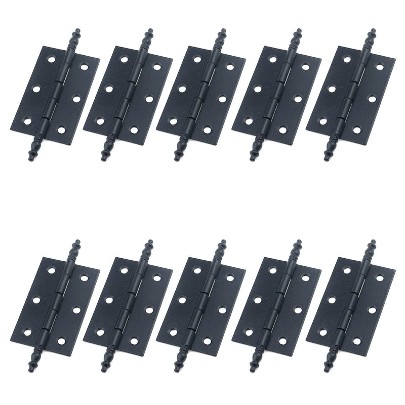 T Tulead Iron Cabinet Hinges Door Hinges 2.36"x1.41" Crown Head Hinges Black Furniture Hinges Wardrobe Drawer Box Hinges Pack of 10 with Screws