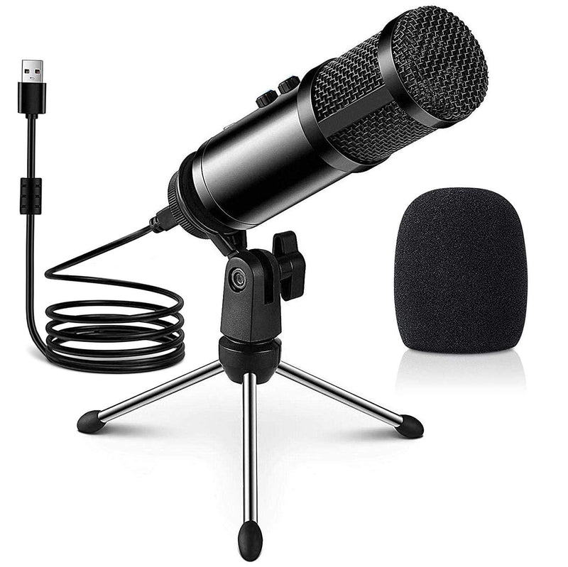 USB Microphone, DUTERI D Professional Recording Condenser Mic with Tripod Stand for Streaming, Podcasting, Studio Voice Overs, Singing, YouTube, PS4 Gaming Compatible PC Laptop MAC Desktop Windows Black