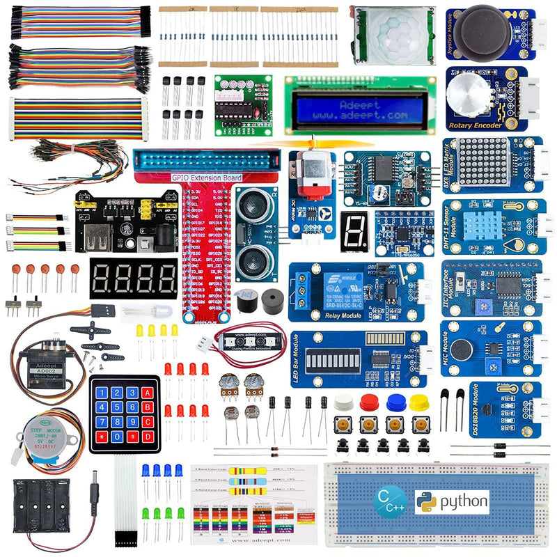 Adeept Upgrade Ultimate Starter Kit for Raspberry Pi 4 3, Raspberry Pi Kit, Python C Code, 40 Projects, DIY Electronic Components Kit with 480 Pages PDF Manual UpgradeUltimate Starter Kit for RPi