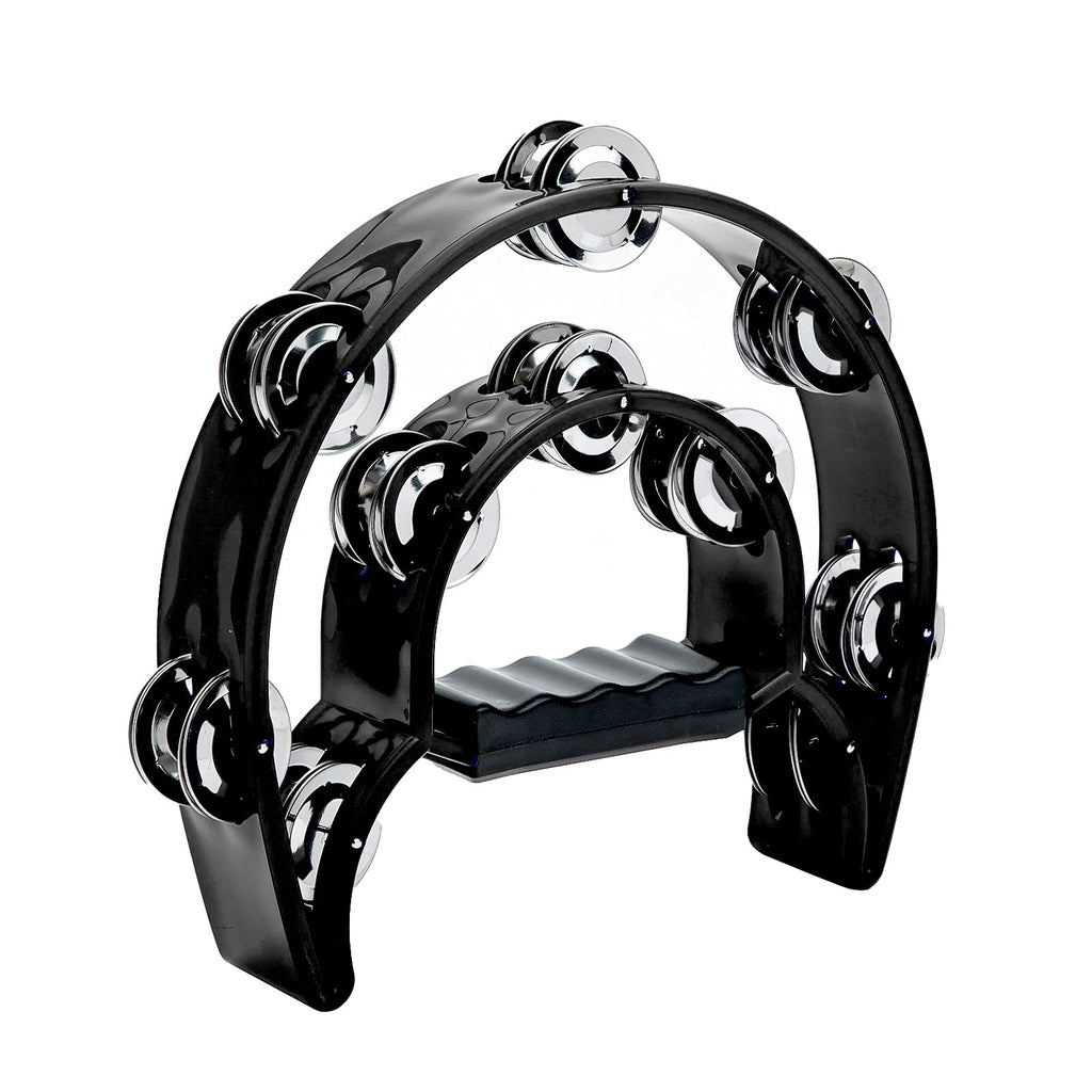 Double Row Tambourine, Musfunny Metal Jingles Hand Held Percussion Tambourine Musical Instrument Gifts for Kids and Adults (Black) Black