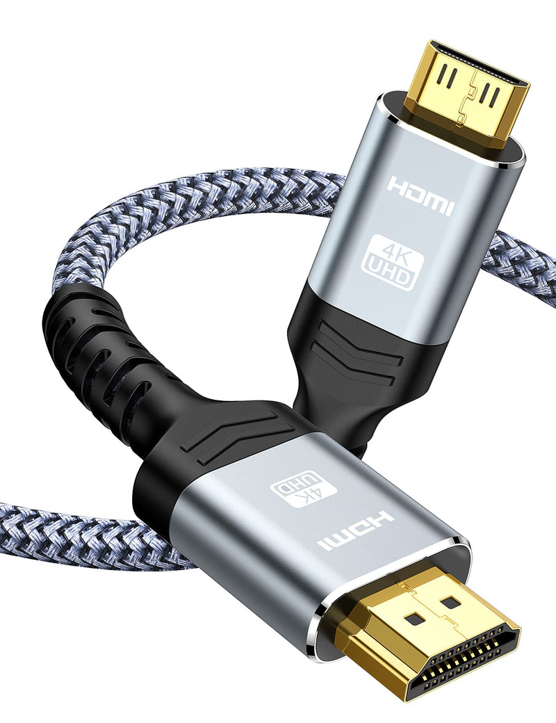 Mini HDMI to HDMI Cable 6.6ft, Capshi High Speed 4K 60Hz HDMI 2.0 Cord Male to Male Nylon Braided, Compatible with Camera,Camcorder,Tablet and Graphics/Video Card, Laptop, Raspberry Pi Zero W 6.6 Feet