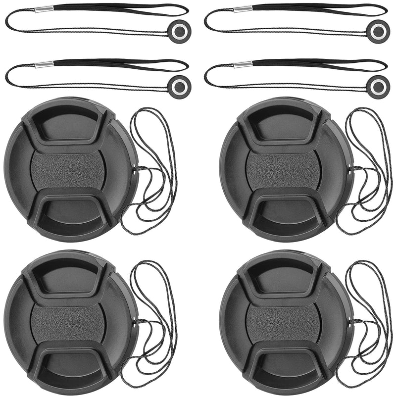 58mm Lens Cap Compatible with Canon Nikon,4 PCS Camera Lens Cap with 4 PCS Leash Lens Cap Keeper Holder,ChromLives Lens Cap 58mm with Lens Cap Strap Compatible with Nikon Canon Sony and More DSLR Lens Cap with Leash 4pack