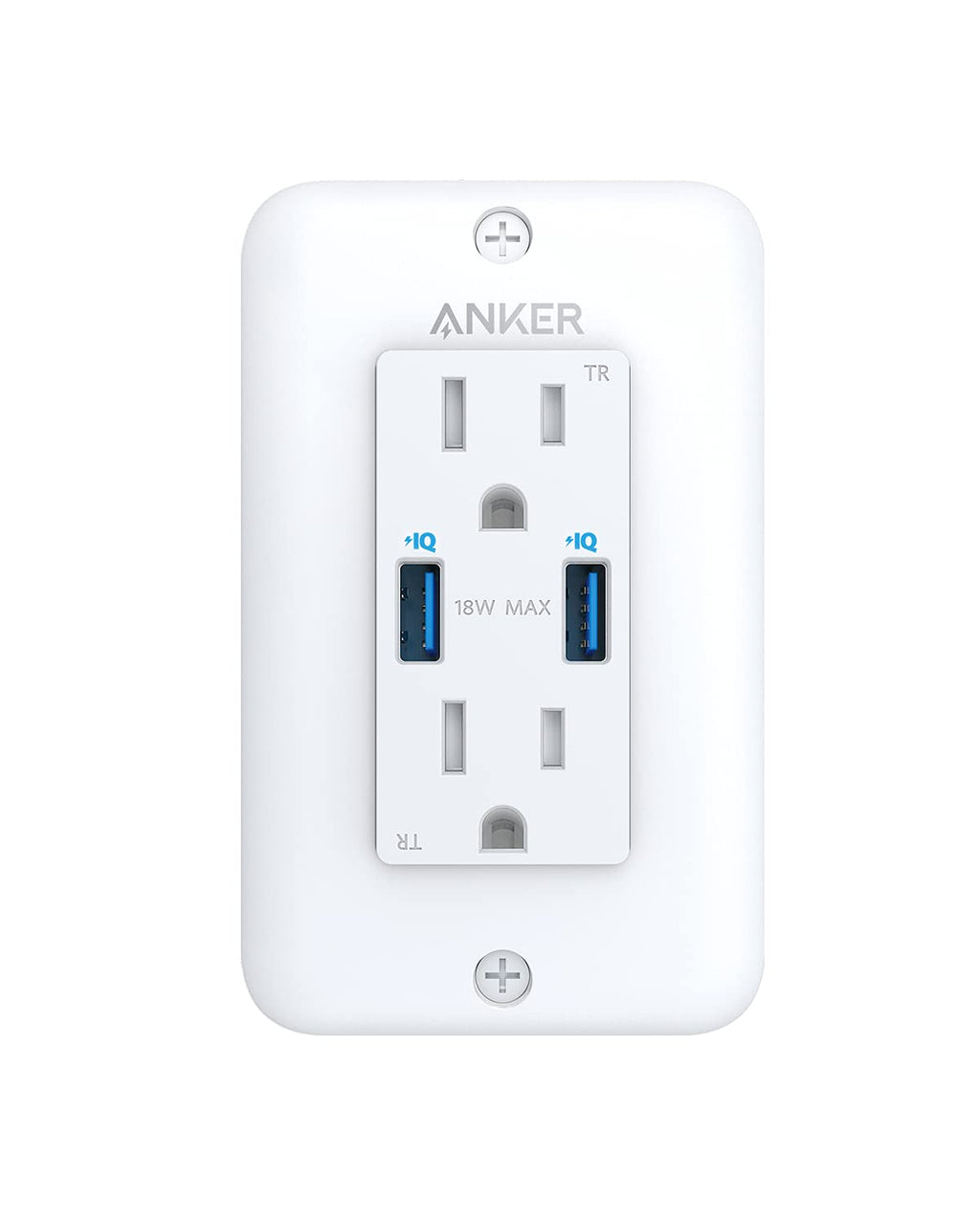 Anker USB Wall Outlets Charger, PowerExtend USB Wall Outlet, 2-Outlets and 2 USB-A,PowerIQ for iPhone Xs/XS Max/XR/X, Galaxy, easy Installation, Wall Plate Included, ETL Listed