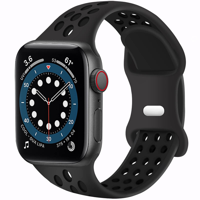 SVISVIPA Sport Bands Compatible for Apple Watch Bands 38mm 40mm,Breathable Soft Silicone Sport Women Men Replacement Strap Compatible with iWatch Series SE/6/5/4/3/2/1,Anthracite Black Anthracite Black 38/40mm