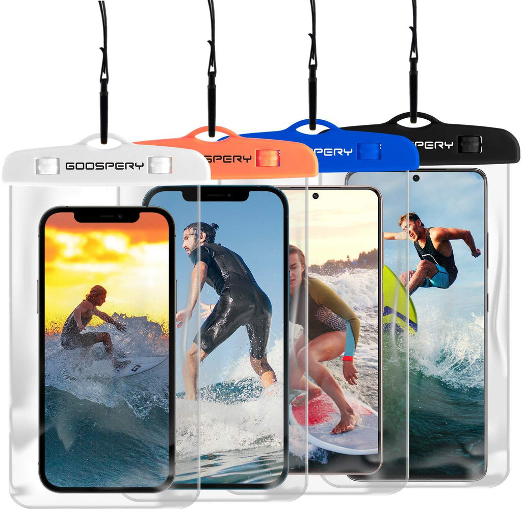 [4-Pack] Goospery Universal Waterproof Phone Pouch, Underwater Cellphone Dry Case Outdoor Beach Bag Compatible with iPhone 12 11 Pro Max Mini Xs XR X SE, Galaxy S21 S20 S10 Note20 up to 6.8"