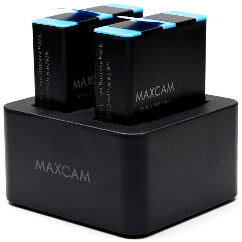 MAXCAM 2-Pack Replacement Batteries and Dual Charger for GoPro HERO10/HERO9 Black