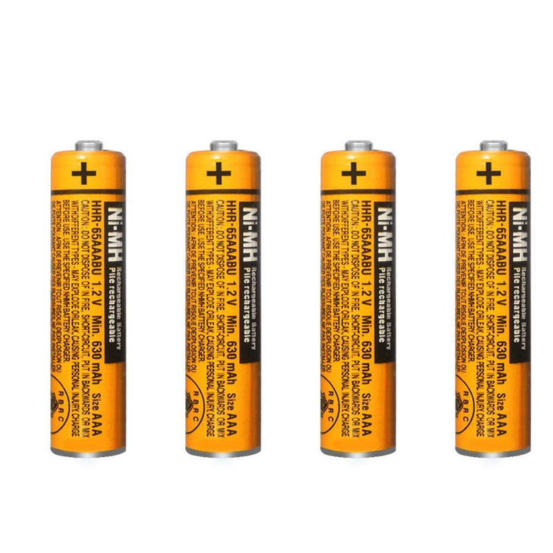 4 Pack HHR-65AAABU NI-MH Rechargeable Battery for Panasonic 1.2V 630mAh AAA Battery for Cordless Phones