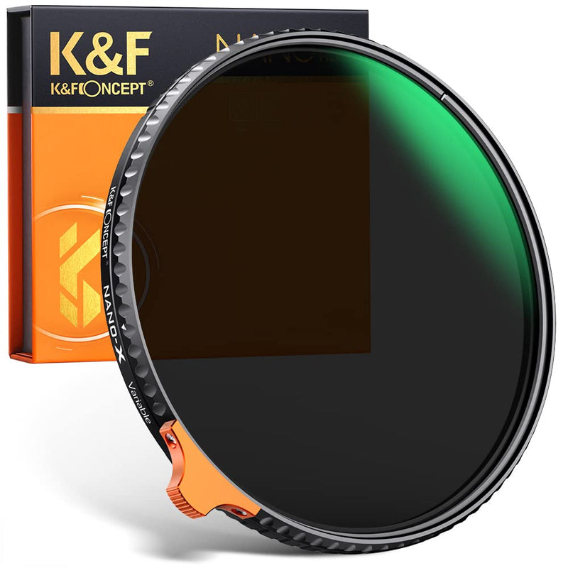 K&F Concept 55mm Variable ND Filter ND2-ND400 (1-9 Stops) with Putter HD 28 Multi-Layer Coatings Import AGC Glass Adjustable Neutral Density Filter for Camera Lens
