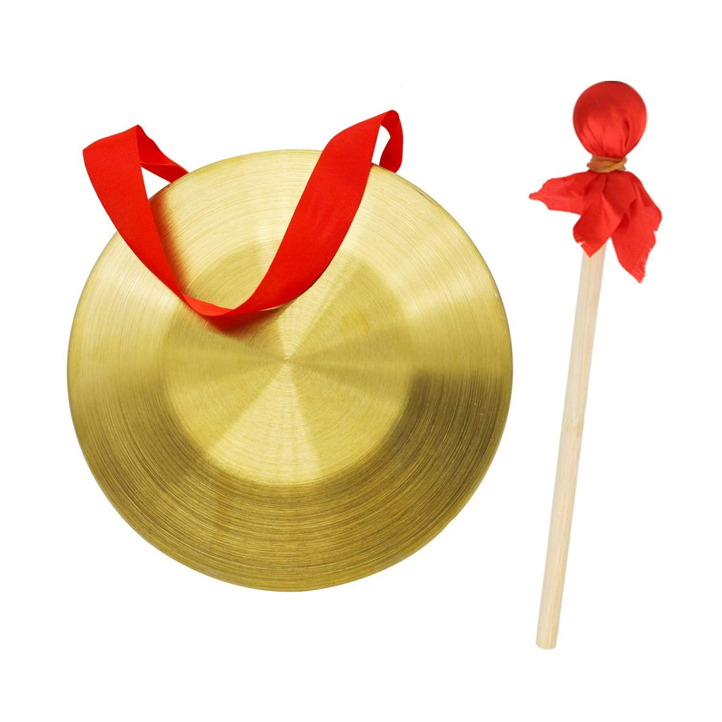 GTHER 15cm 5.9in Chinese Traditional Percussion Instrument Gong with Wooden Hammer Beater Mallet & Hanging String