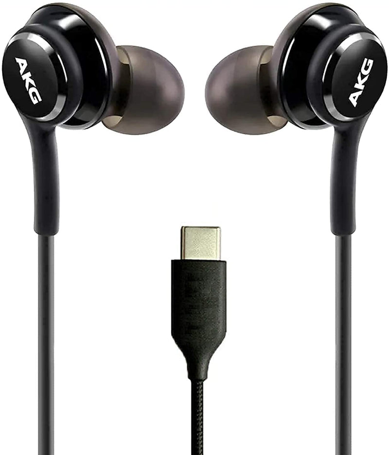 OEM UrbanX 2021 Stereo Headphones for Samsung Galaxy S20 5G Braided Cable - Designed by AKG - with Microphone (Black) USB-C Connector (US Version with Warranty)