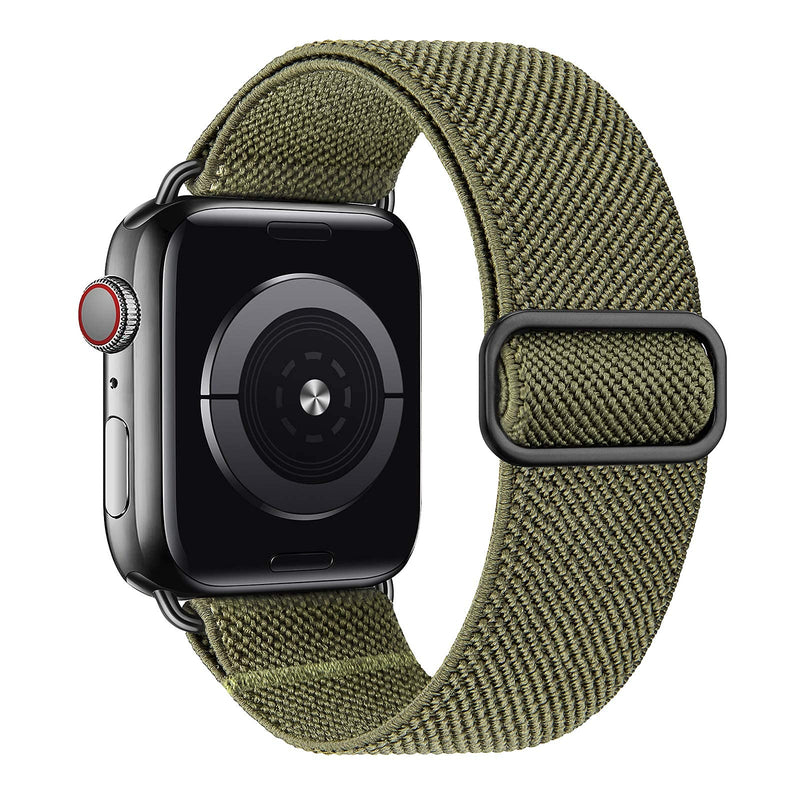 MEULOT Stretchy Braided Solo Loop Band Compatible with Apple Watch Band 38mm 40mm 42mm 44mm Adjustable Nylon Elastic Sport Women Men Strap Compatible with iWatch Series 6/5/4/3/2/1 SE ArmyGreen 38/40S Army Green 38/40mm