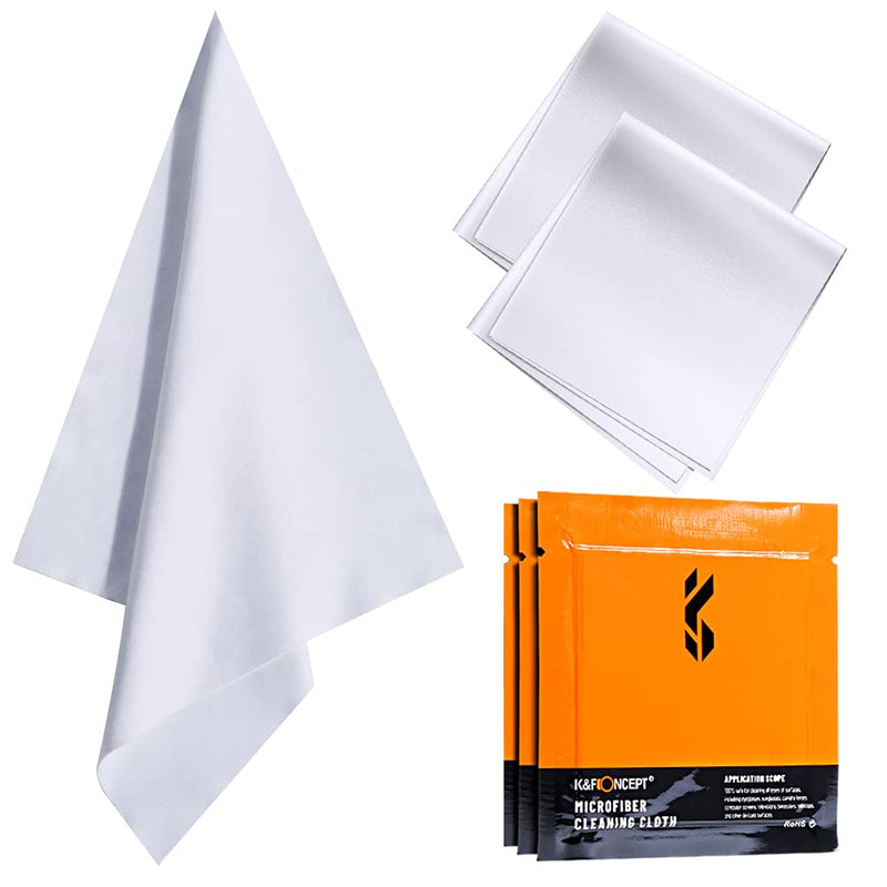 K&F Concept Microfiber Cleaning Cloth for Camera Lens 3-Pack 6x4in Lint Free Cleaning Cloth for Electronics and Glasses, Vacuum Wrapped Optics Precision Instrument Apple Screens Polishing Cloth 3 Pack