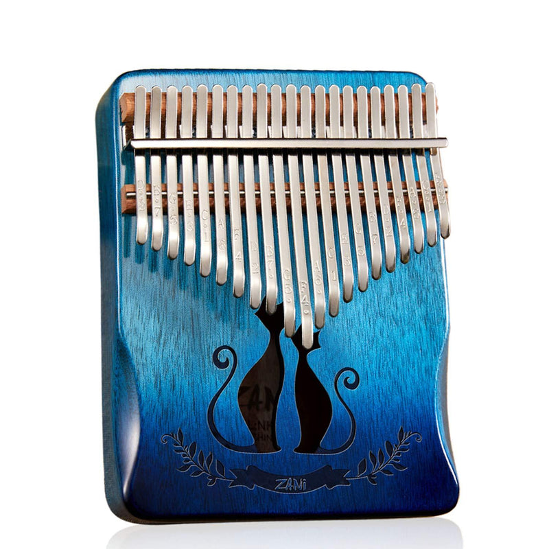 Kalimba 21 Key Thumb Piano Premium Cat Lovers Pattern Finger Piano Handhold Mbira Portable Musical Instrument Gift for Kids Amateur and Beginner (Gradient Blue) Cat Lovers Gradient Blue
