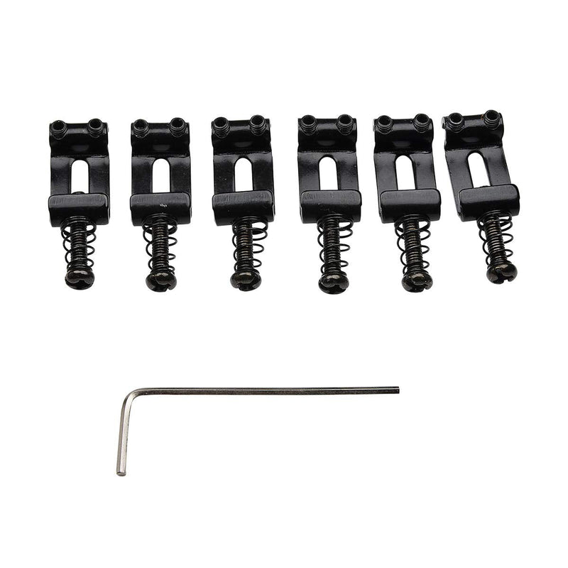 Musiclily Pro 10.5mm Steel Vintage Style Guitar Tremolo Bridge Saddles for Fender Strat Stratocaster Electric Guitar, Black (Set of 6)