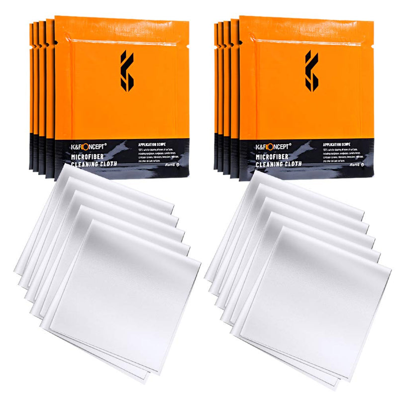 K&F Concept Microfiber Cloths for Camera Lens Washable 20-Pack 6x4in Vacuum Wrapped Electronic Glean Cloth, Optics Precision Instrument Screen Monitor Glasses Cleaning Cloth 20 Pack