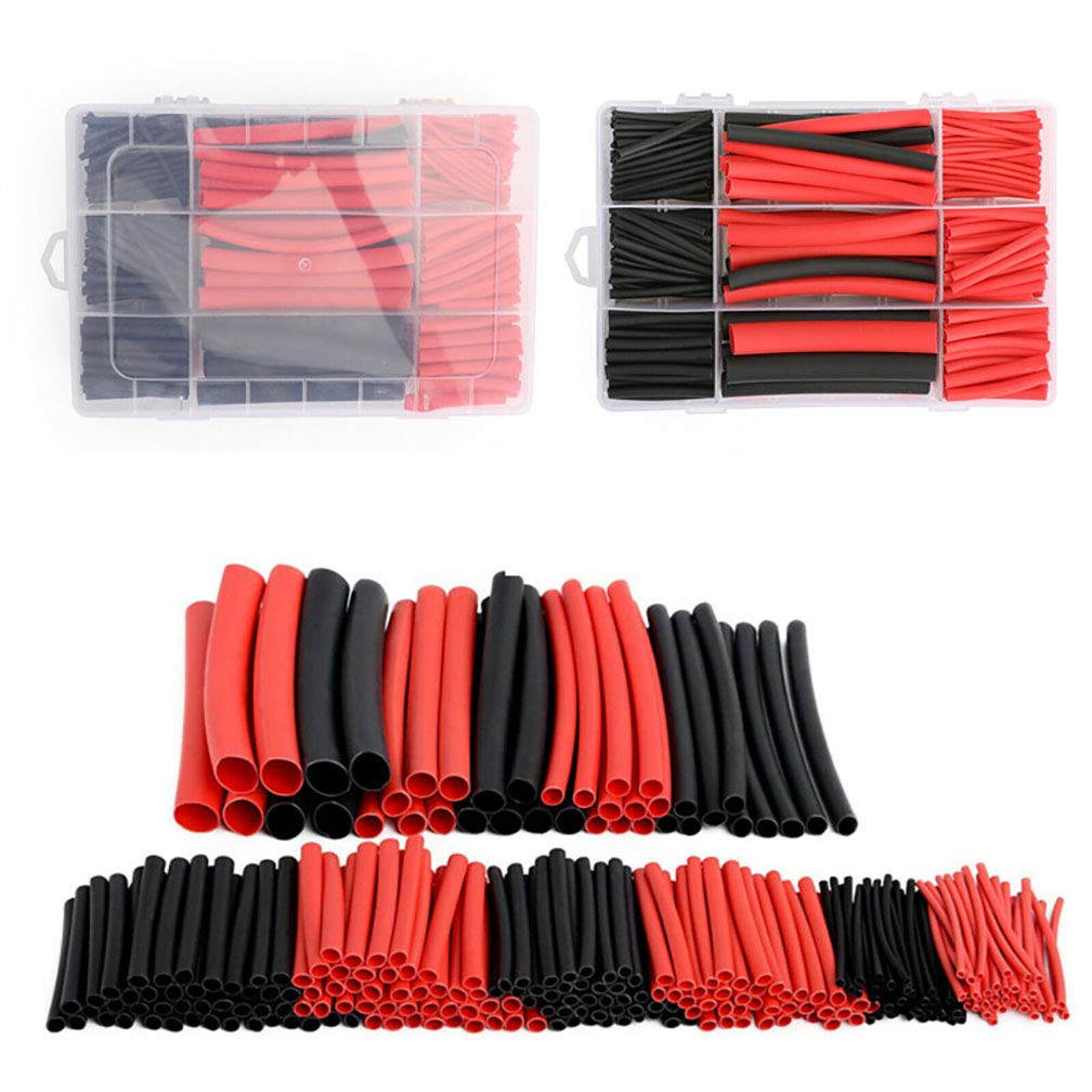 271 Pcs 3:1 Double Wall Heat Shrink Tubing Kit,6 Sizes(Diameter) : 3/8,1/4,3/16,1/8,1/16,3/32 inch, Marine Harness Sleeve,adhesive lined,waterproof, fixing the broken wires,Storage Box (Black and Red)