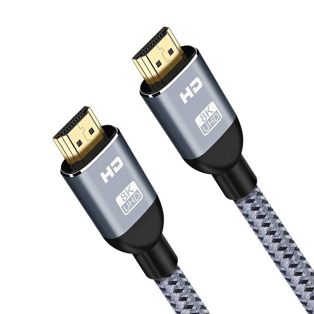 8K HDMI 2.1 Cable 15 feet, 48Gbps High Speed 4K@120Hz 8K@60Hz Braided HDMI Cord, Support eARC Dynamic HDR10 4:4:4 HDCP 2.2&2.3, Compatible with Dolby Atmos LG Samsung TV PS5 Switch Xbox Roku 15 ft