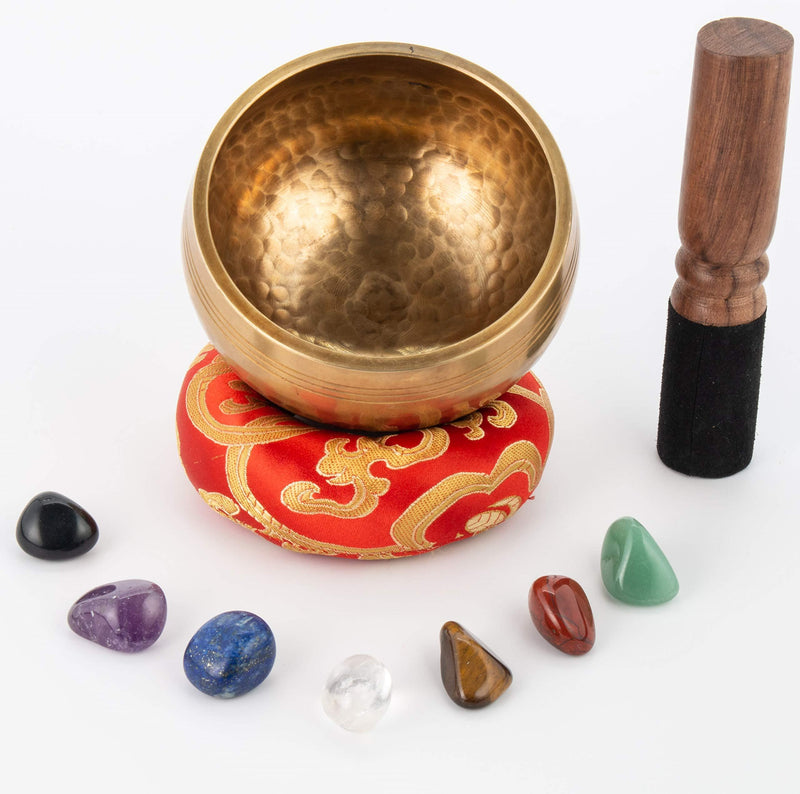 Tibetan Singing Bowls Meditation Set - Sound bowl | Psychology gifts/Spiritual Gifts For Women | Meditation Accessories(Meditation Decor) Comes, 4inch Meditation Bowl(Singing Bowl) & 7 Mantra Crystal!
